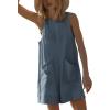 imageYeokou Womens Casual Rompers Stretchy Onesie Summer Sleeveless Shorts Jumpsuits with PocketsBluegrey
