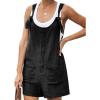 imageYeokou Womens Casual Summer Cotton Linen Rompers Overalls Jumpsuit ShortsBlack