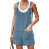 imageYeokou Womens Casual Summer Cotton Linen Rompers Overalls Jumpsuit ShortsBlue
