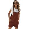 imageYeokou Womens Cotton Linen Short Overalls Casual Summer Bib Shortalls with PocketsRed