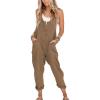 imageYeokou Womens Overalls Linen Cotton Jumpsuits Loose Casual Jumpers with PocketsKhaki