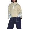 imageYeokou Womens Windbreaker Jacket Outdoors Hiking Reflective Striping Hooded Half Zip Pullover Contrast Pocketed OuterwearOatmeal