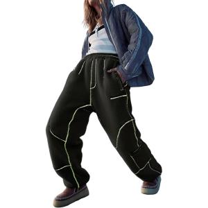 imageYeokou Womens Snow Ski Pants Sherpa Fleece Lined Sweatpants Outdoor Slopes Pockets Relaxed Winter ActivewearBlack