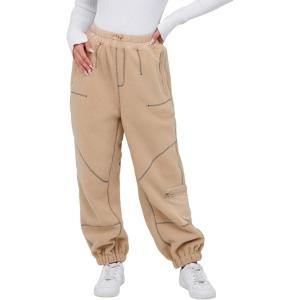 imageYeokou Womens Snow Ski Pants Sherpa Fleece Lined Sweatpants Outdoor Slopes Pockets Relaxed Winter ActivewearKhaki