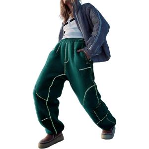 imageYeokou Womens Snow Ski Pants Sherpa Fleece Lined Sweatpants Outdoor Slopes Pockets Relaxed Winter ActivewearTeal
