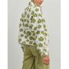 imageYeokou Floral Jacket Women Winter Sherpa Fleece Coat Daisy Jacquard Stand Collar Full Zipper Casual Outwear with PocketsGreen