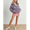 imageYeokou Floral Jacket Women Winter Sherpa Fleece Coat Daisy Jacquard Stand Collar Full Zipper Casual Outwear with PocketsGrey