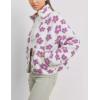 imageYeokou Floral Jacket Women Winter Sherpa Fleece Coat Daisy Jacquard Stand Collar Full Zipper Casual Outwear with PocketsWhite