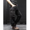 imageYeokou Mens Casual Loose Hip Hop Denim Work Pants Jeans with Cargo PocketsBlack