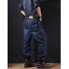 imageYeokou Mens Casual Loose Hip Hop Denim Work Pants Jeans with Cargo PocketsDark Blue