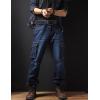 imageYeokou Mens Casual Loose Hip Hop Denim Work Pants Jeans with Cargo PocketsDark Blue