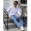 imageYeokou Mens Casual Loose Hip Hop Denim Work Pants Jeans with Cargo PocketsLight Blue