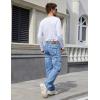 imageYeokou Mens Casual Loose Hip Hop Denim Work Pants Jeans with Cargo PocketsLight Blue