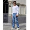 imageYeokou Mens Casual Loose Hip Hop Denim Work Pants Jeans with Cargo PocketsLight Blue