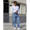 imageYeokou Mens Casual Loose Hip Hop Denim Work Pants Jeans with Cargo PocketsLight Blue
