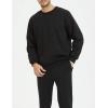 imageYeokou Mens Fashion Warm Fleece Crewneck Sweatshirt Thick Sherpa Lined Pullover TopsBlack