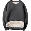imageYeokou Mens Fashion Warm Fleece Crewneck Sweatshirt Thick Sherpa Lined Pullover TopsGrey