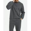 imageYeokou Mens Fashion Warm Fleece Crewneck Sweatshirt Thick Sherpa Lined Pullover TopsGrey
