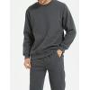 imageYeokou Mens Fashion Warm Fleece Crewneck Sweatshirt Thick Sherpa Lined Pullover TopsGrey