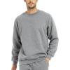 imageYeokou Mens Fashion Warm Fleece Crewneck Sweatshirt Thick Sherpa Lined Pullover TopsLightgrey