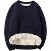 imageYeokou Mens Fashion Warm Fleece Crewneck Sweatshirt Thick Sherpa Lined Pullover TopsNavy