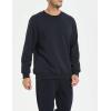 imageYeokou Mens Fashion Warm Fleece Crewneck Sweatshirt Thick Sherpa Lined Pullover TopsNavy