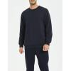 imageYeokou Mens Fashion Warm Fleece Crewneck Sweatshirt Thick Sherpa Lined Pullover TopsNavy