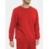 imageYeokou Mens Fashion Warm Fleece Crewneck Sweatshirt Thick Sherpa Lined Pullover TopsRed