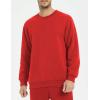 imageYeokou Mens Fashion Warm Fleece Crewneck Sweatshirt Thick Sherpa Lined Pullover TopsRed