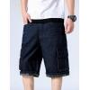 imageYeokou Mens Loose Hip Hop Cropped Jeans Work Denim Shorts with Cargo PocketsStyle14 Blackblue