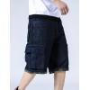 imageYeokou Mens Loose Hip Hop Cropped Jeans Work Denim Shorts with Cargo PocketsStyle14 Blackblue