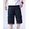 imageYeokou Mens Loose Hip Hop Cropped Jeans Work Denim Shorts with Cargo PocketsStyle14 Blackblue