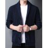 imageYeokou Mens Shawl Collar Cardigans Slim Fit Button Cable Knit Black Sweater Pockets2 Blue
