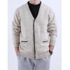 imageYeokou Mens Shawl Collar Cardigans Slim Fit Button Cable Knit Black Sweater PocketsV Neck Khaki