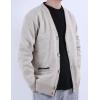 imageYeokou Mens Shawl Collar Cardigans Slim Fit Button Cable Knit Black Sweater PocketsV Neck Khaki