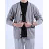 imageYeokou Mens Shawl Collar Cardigans Slim Fit Button Cable Knit Black Sweater PocketsV Neck Lightgrey