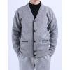 imageYeokou Mens Shawl Collar Cardigans Slim Fit Button Cable Knit Black Sweater PocketsV Neck Lightgrey