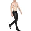 imageYeokou Mens Skinny Straight Leg Tapered Pu Faux Leather Motorcycle Biker PantsBlack