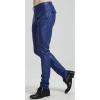 imageYeokou Mens Skinny Straight Leg Tapered Pu Faux Leather Motorcycle Biker PantsBlue