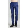 imageYeokou Mens Skinny Straight Leg Tapered Pu Faux Leather Motorcycle Biker PantsBlue