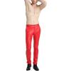 imageYeokou Mens Skinny Straight Leg Tapered Pu Faux Leather Motorcycle Biker PantsRed