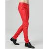 imageYeokou Mens Skinny Straight Leg Tapered Pu Faux Leather Motorcycle Biker PantsRed