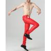 imageYeokou Mens Skinny Straight Leg Tapered Pu Faux Leather Motorcycle Biker PantsRed