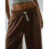 imageYeokou Women Brushed Ribbed Knit Pants Casual Wide Leg Pants Lounge Elastic Waist Pajama TrousersBrown