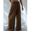 imageYeokou Women Brushed Ribbed Knit Pants Casual Wide Leg Pants Lounge Elastic Waist Pajama TrousersBrown