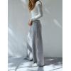 imageYeokou Women Brushed Ribbed Knit Pants Casual Wide Leg Pants Lounge Elastic Waist Pajama TrousersGrey
