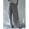 imageYeokou Women Brushed Ribbed Knit Pants Casual Wide Leg Pants Lounge Elastic Waist Pajama TrousersGrey