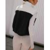 imageYeokou Women Fleece Sherpa Vest Cropped Half Zip Sleeveless Warm Fuzzy Contrast Color Outwear Vest Kangaroo PocketBlack