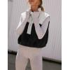imageYeokou Women Fleece Sherpa Vest Cropped Half Zip Sleeveless Warm Fuzzy Contrast Color Outwear Vest Kangaroo PocketBlack