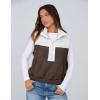 imageYeokou Women Fleece Sherpa Vest Cropped Half Zip Sleeveless Warm Fuzzy Contrast Color Outwear Vest Kangaroo PocketBrown